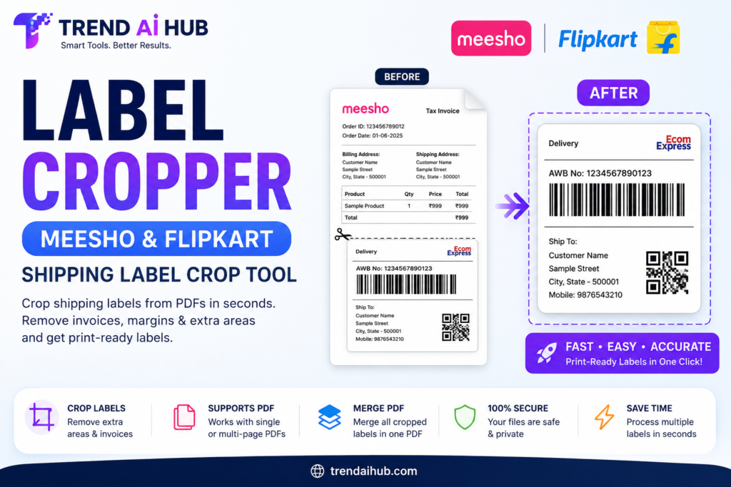 Trend AI Hub Label Cropper - Meesho & Flipkart Shipping Label Crop Tool